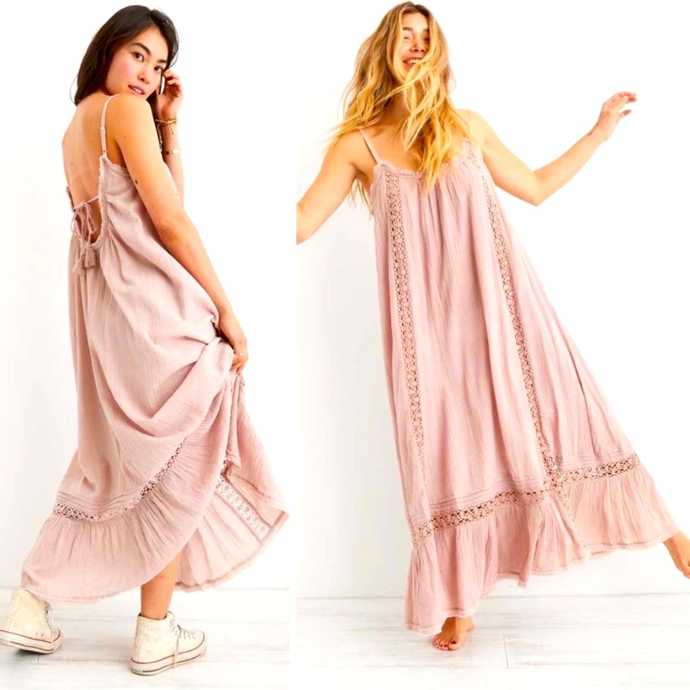 NWT Aerie lavender crochet maxi dress